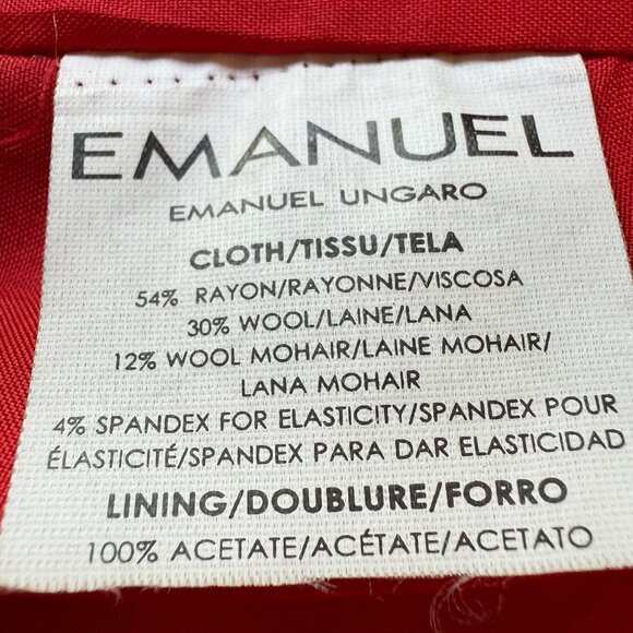 Emanuel Ungaro Size M Red Wool Mohair Blend Single Breasted Blazer Jacket - Picture 5 of 16